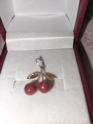 Colgante Oro 18k Cerezos Piedra Roja