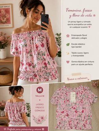 Blusa boho floral M a estrenar