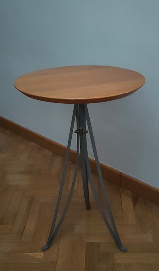 Mesa auxiliar redonda madera y metal