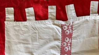 Coppia tende vintage lino intarsi anni '60
