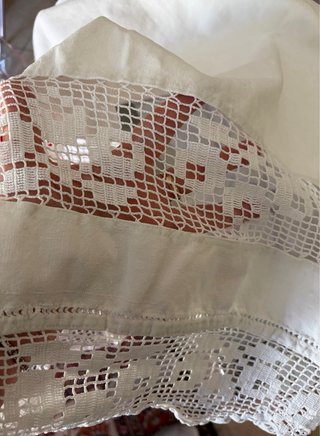 Coppia tende vintage lino intarsi anni '60