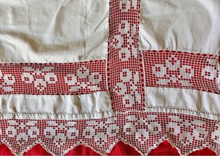 Coppia tende vintage lino intarsi anni '60