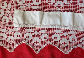 Coppia tende vintage lino intarsi anni '60