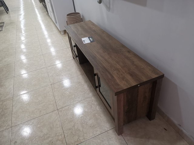 Mueble TV rústico madera y cristal