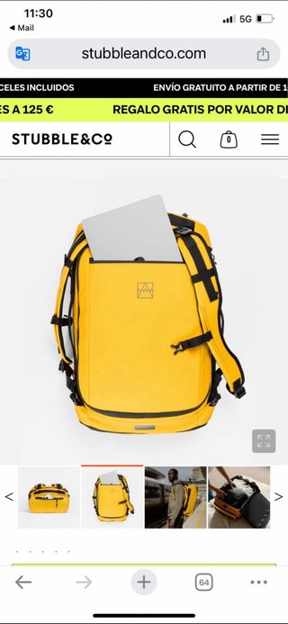 Mochila impermeable Stubble & Co amarilla