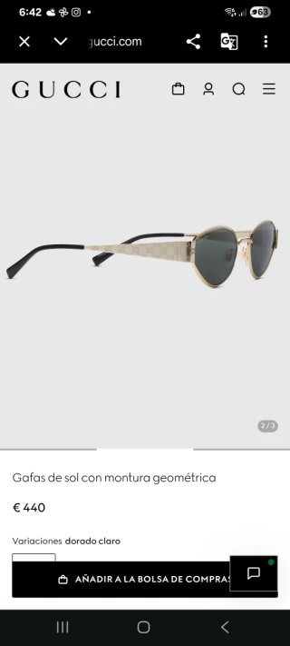 Gafas de sol Gucci doradas y verdes