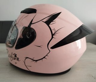 Casco de moto blanco con orejas para chica