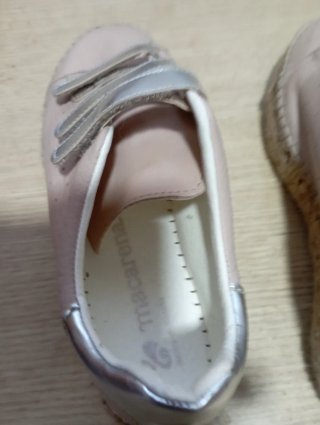 Zapatillas esparto piel beige talla 36