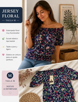 Blusa floral azul talla M a estrenar