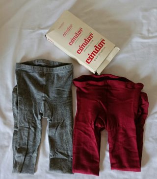 2 Leotardos Condor Gris y Burdeos Talla 4