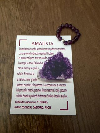 Anillo Elástico Piedra Natural y Plata Amatista
