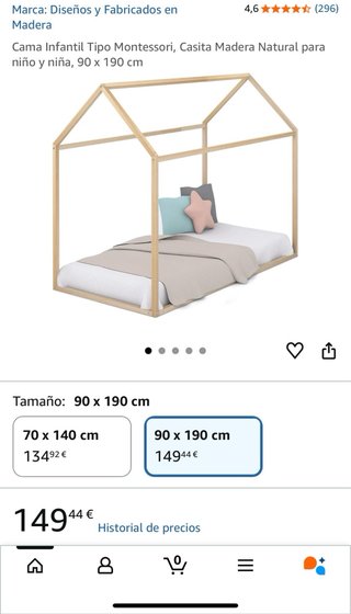 Cama Montessori Casita Madera 90x190
