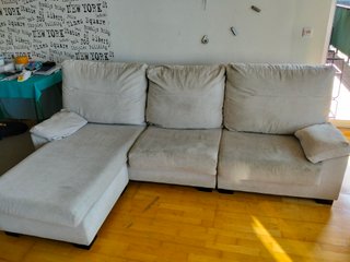 Sofá Chaiselongue Beige Tela