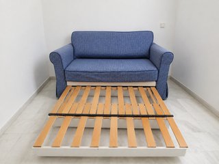 Sofá Cama IKEA HAGALUND Azul/Blanco Buen estado