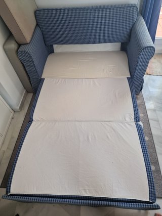 Sofá Cama IKEA HAGALUND Azul/Blanco Buen estado