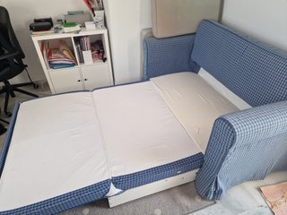 Sofá Cama IKEA HAGALUND Azul/Blanco Buen estado