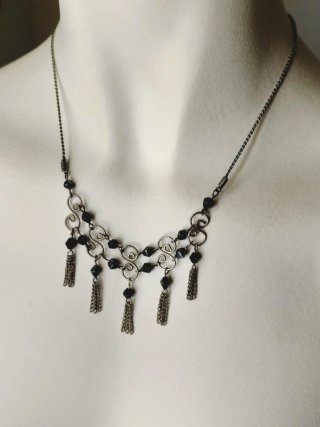 Collar vintage plata y negro