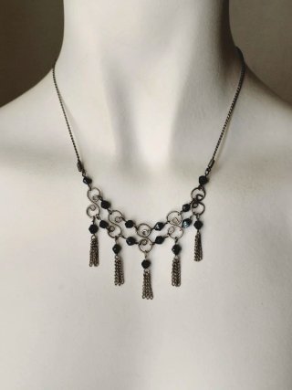 Collar vintage plata y negro