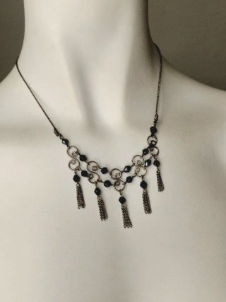 Collar vintage plata y negro