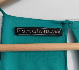 Vestido SuiteBlanco verde agua con escote halter
