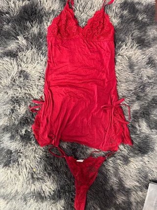 Conjunto lencería rojo encaje