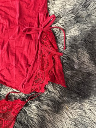 Conjunto lencería rojo encaje