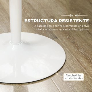 Mesa redonda blanca y madera