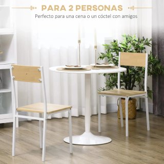 Mesa redonda blanca y madera