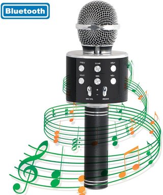 Micrófono Karaoke Bluetooth Negro/Plata