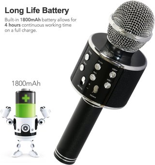 Micrófono Karaoke Bluetooth Negro/Plata