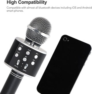 Micrófono Karaoke Bluetooth Negro/Plata