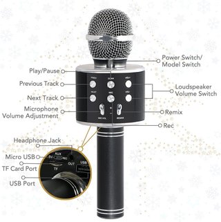 Micrófono Karaoke Bluetooth Negro/Plata