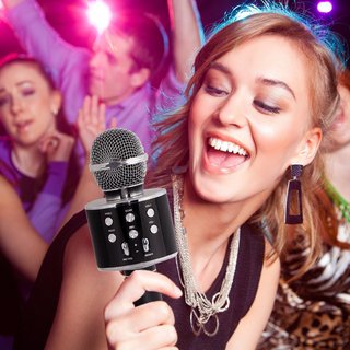 Micrófono Karaoke Bluetooth Negro/Plata
