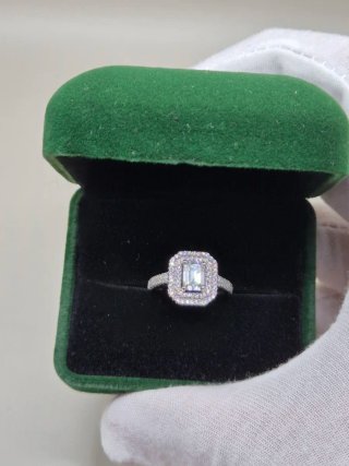 Anillo Plata 925 Moissanita Emerald Pavé 2ct