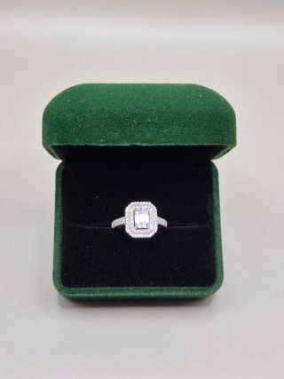 Anillo Plata 925 Moissanita Emerald Pavé 2ct