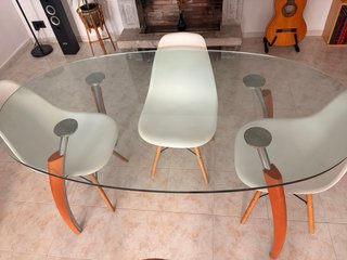 Mesa Comedor Cristal y Madera