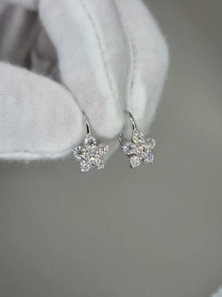 Pendientes Flor Plata 925 y Moissanita