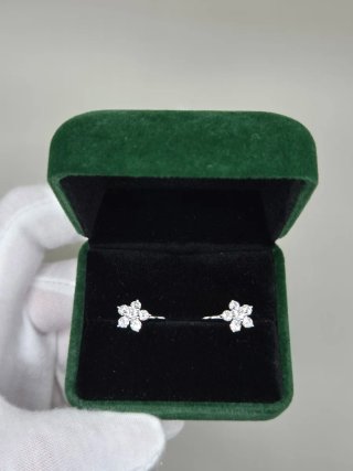 Pendientes Flor Plata 925 y Moissanita