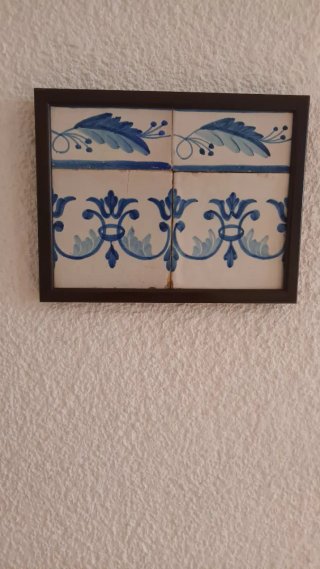 4 Azulejos Antiguos cerámicos Azules y blancos