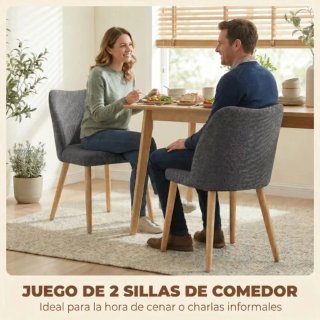 Juego de 2 sillas de comedor tapizadas