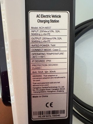 Cargador coche eléctrico 7 kW 32A Tipo 2 WOLFBOX