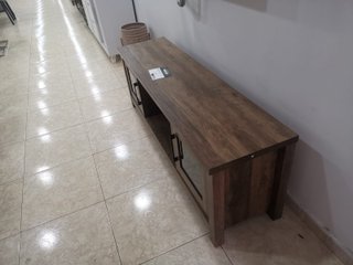 Mueble TV Rústico Madera y Cristal