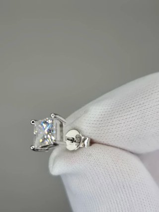 Pendientes Moissanita Princess Cut 1ct Plata 925