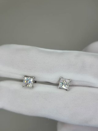Pendientes Moissanita Princess Cut 1ct Plata 925