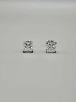 Pendientes Moissanita Princess Cut 1ct Plata 925