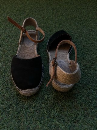 Alpargatas negras mujer cuña esparto sandalias