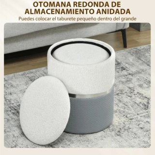 Set 2 Pufs Gris y Blanco