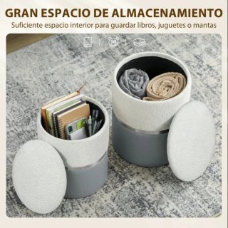 Set 2 Pufs Gris y Blanco