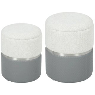 Set 2 Pufs Gris y Blanco