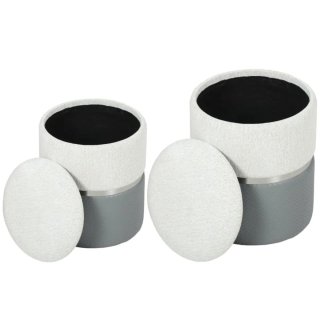 Set 2 Pufs Gris y Blanco